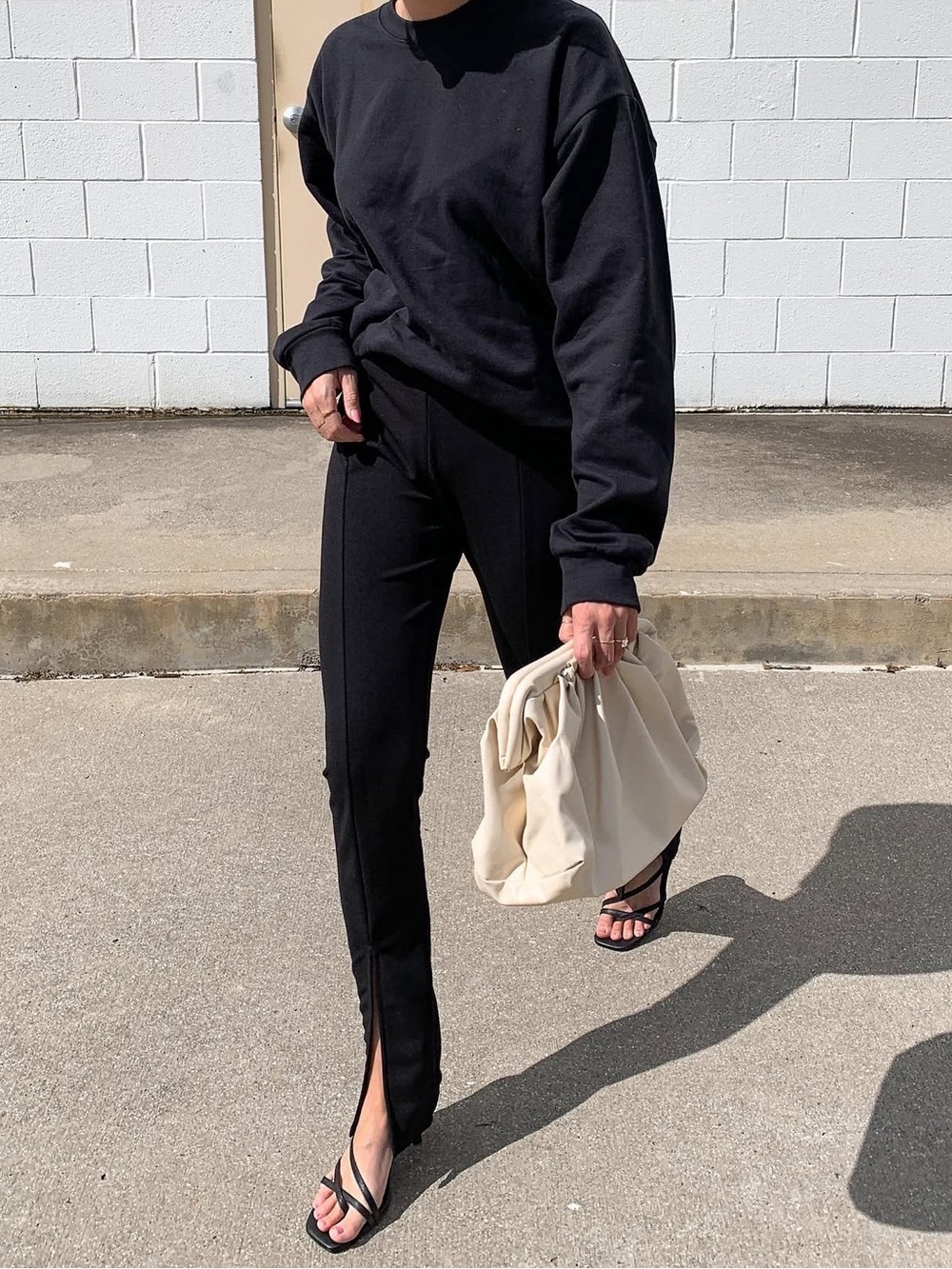 Nasty Gal Black Split-Hem Skinny Pants